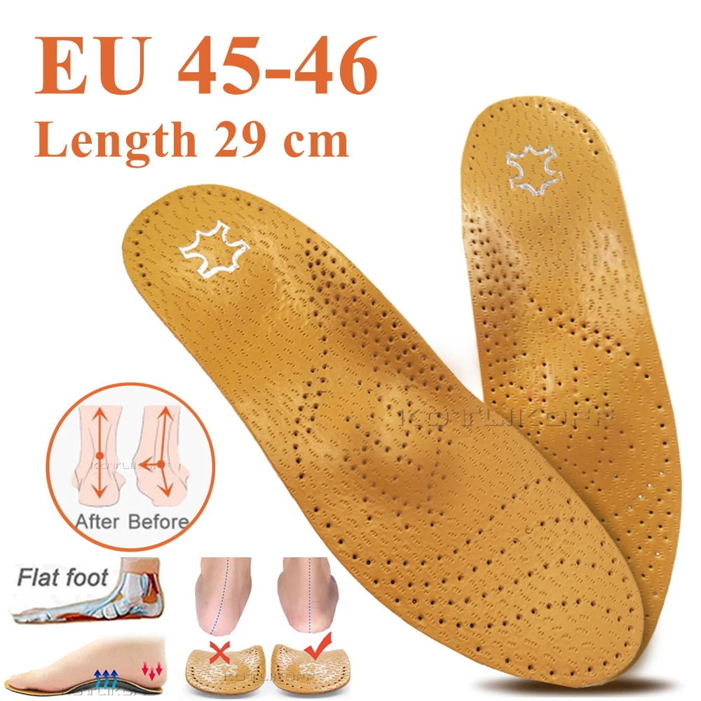 Best Insole For Shoes Leather Orthotic Insoles Flat Feet High Arch Support Orthopedic Shoes Sole Fit In O/X Leg Corrected Insert