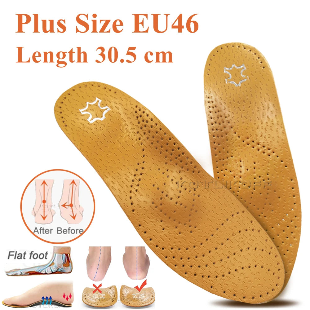 Best Insole For Shoes Leather Orthotic Insoles Flat Feet High Arch Support Orthopedic Shoes Sole Fit In O/X Leg Corrected Insert