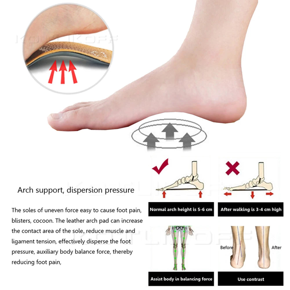 Best Insole For Shoes Leather Orthotic Insoles Flat Feet High Arch Support Orthopedic Shoes Sole Fit In O/X Leg Corrected Insert