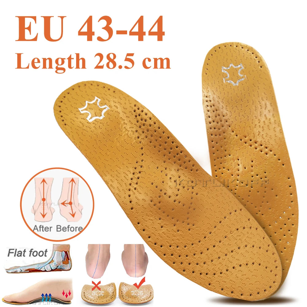 Best Insole For Shoes Leather Orthotic Insoles Flat Feet High Arch Support Orthopedic Shoes Sole Fit In O/X Leg Corrected Insert