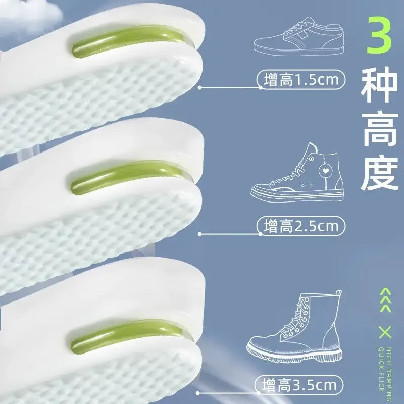 Height Increase Insole for Feet Comfort Plantar Fasciitis Shoes Insoles Men Women Sports Air Shock Absorbing Shoe Pads 1/2Pair