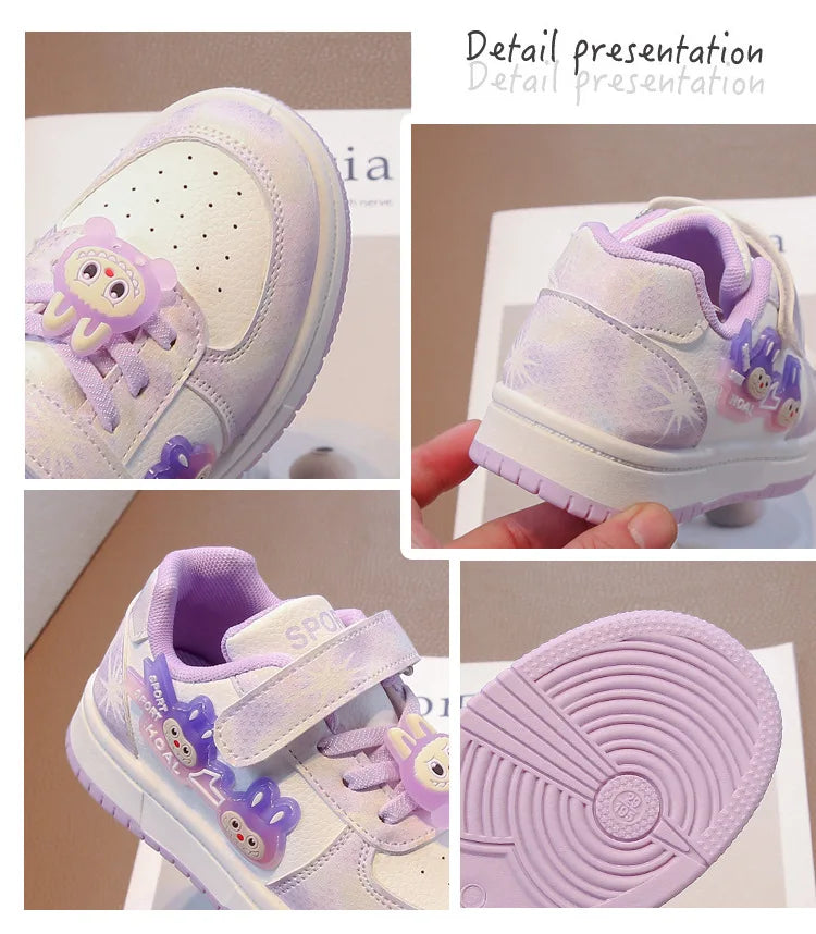 New Children's Sneakers 2025 Spring  Autumn Comfortable Breathable Girls' Sports Shoes Cute Cartoon Non-slip Skateboarding Shoes