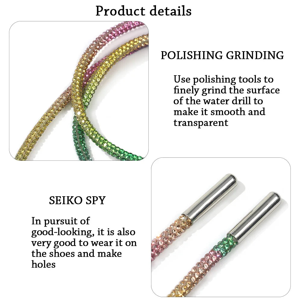 1Pc Fashion Rhinestone ShoeLaces Luxury Diamond Shoe Laces Drawstring Bright Strings Cross Braiding Strap Sneakers Accessories