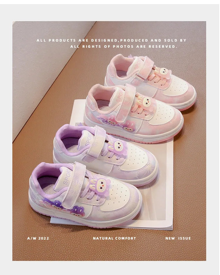 New Children's Sneakers 2025 Spring  Autumn Comfortable Breathable Girls' Sports Shoes Cute Cartoon Non-slip Skateboarding Shoes
