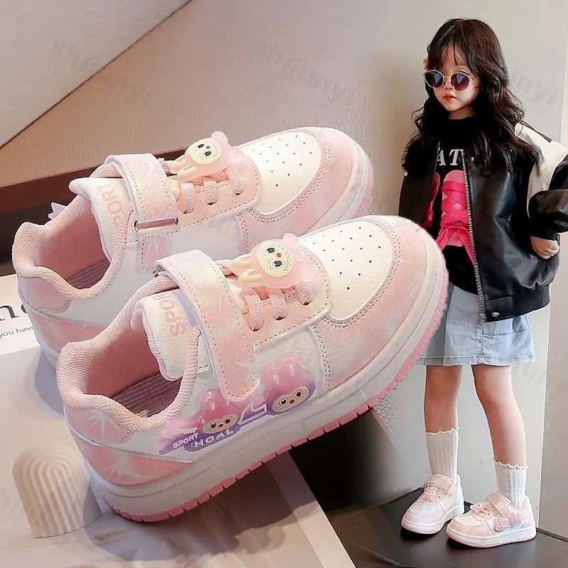 New Children's Sneakers 2025 Spring  Autumn Comfortable Breathable Girls' Sports Shoes Cute Cartoon Non-slip Skateboarding Shoes