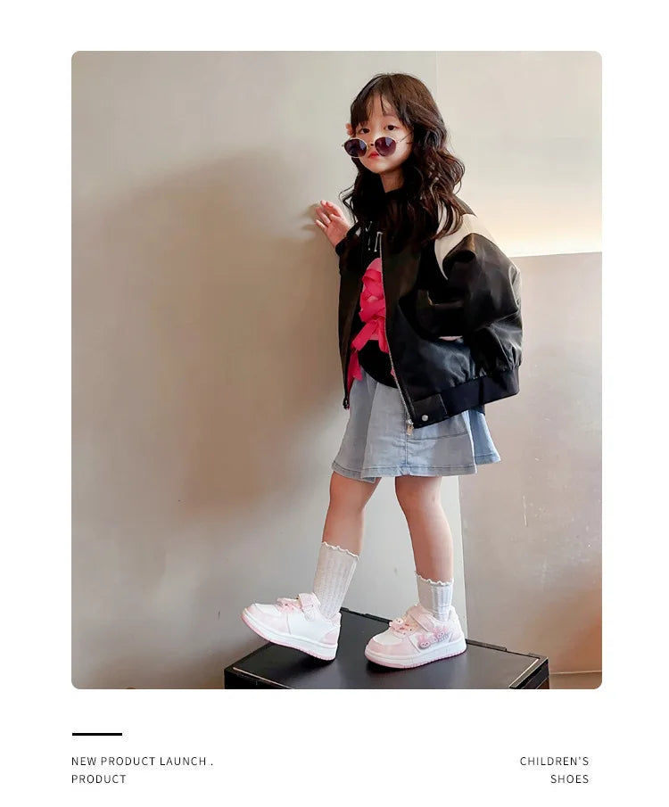 New Children's Sneakers 2025 Spring  Autumn Comfortable Breathable Girls' Sports Shoes Cute Cartoon Non-slip Skateboarding Shoes