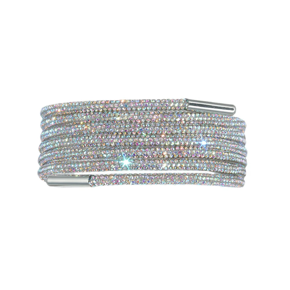 1Pc Fashion Rhinestone ShoeLaces Luxury Diamond Shoe Laces Drawstring Bright Strings Cross Braiding Strap Sneakers Accessories