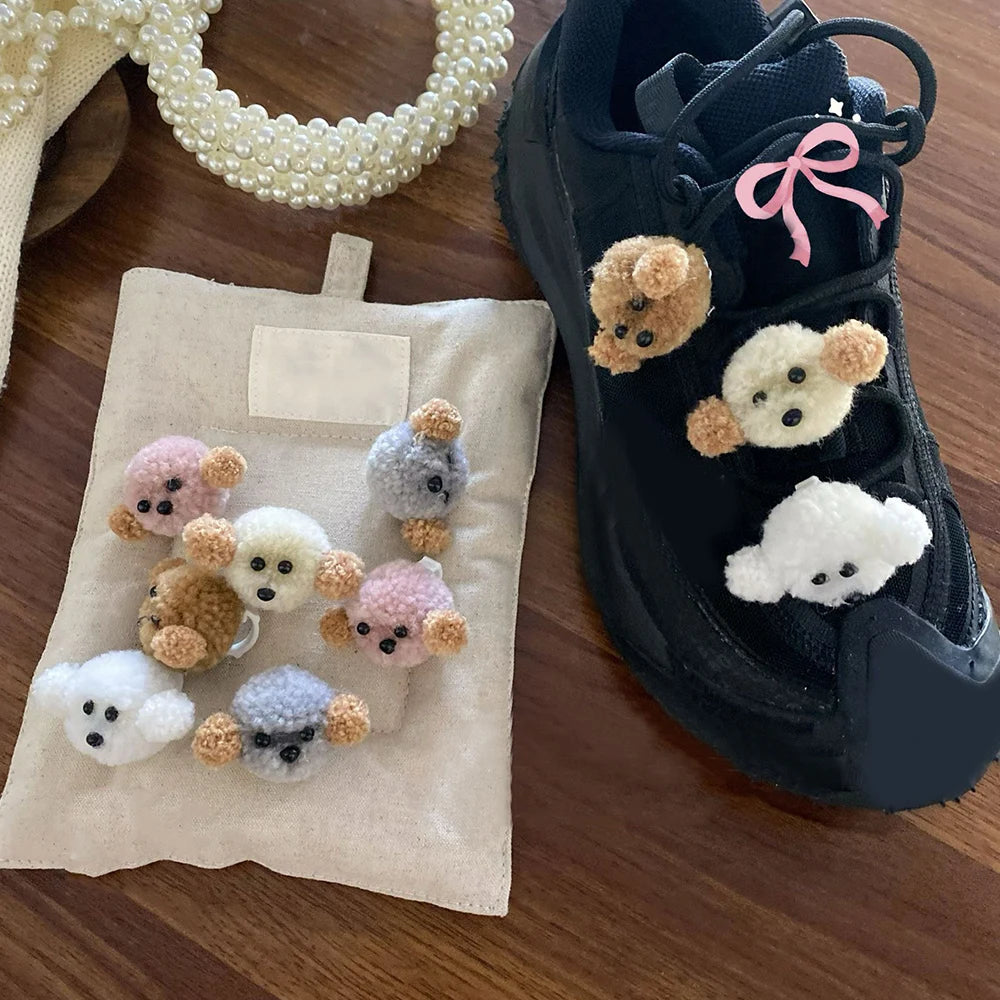 Woman Kids Sneakers Decorations Plush Dog Shoe Charms Versatile Shoe Lace Buckle Cartoon Shoe Clips DIY Sneakers Accessories