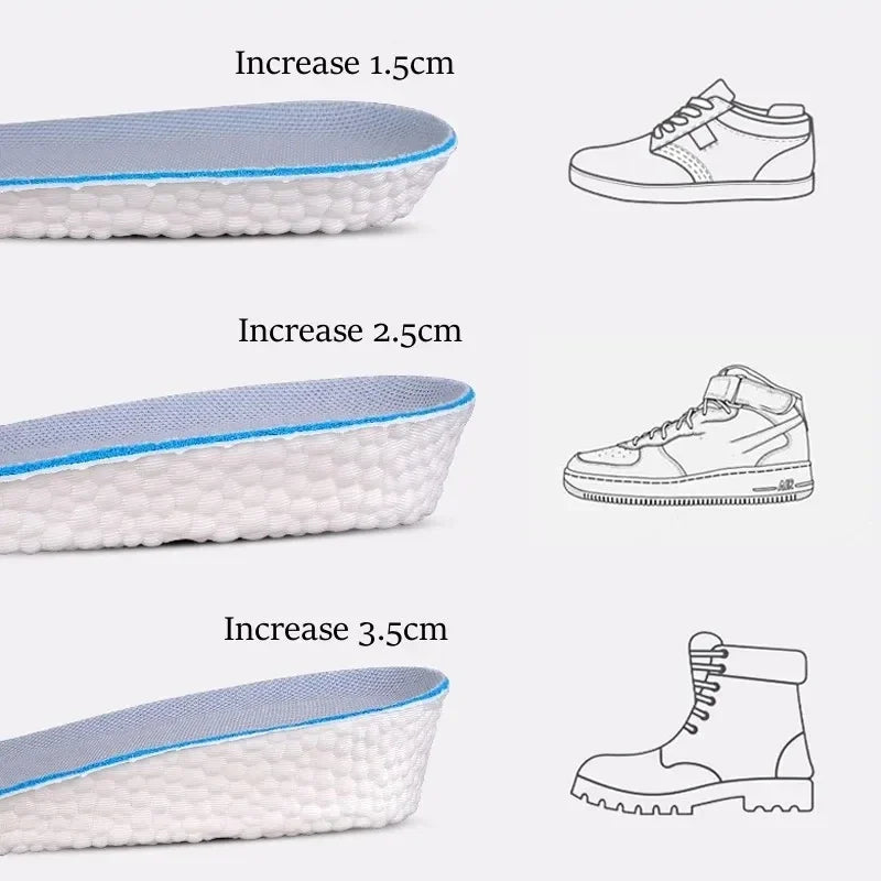 Height Increase Shoe Insole Men Women Sports Running Shock Absorbing Inserts Comfortable Soft Foot Care Pads Breathable Cushion