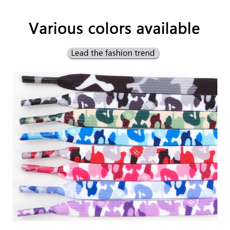 Colorful Shoelaces Camouflage Print Flat Shoe Laces For Sneakers AJ1&AF1 Boot Men And Women Leisure Shoestring Accessories