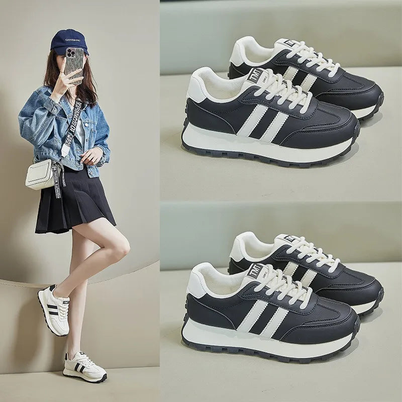 Women's Sneakers Luxury Leather Casual Shoes New Tennis Training Shoes for Women Platform Heighten Vulcanize Shoes Zapatos Mujer