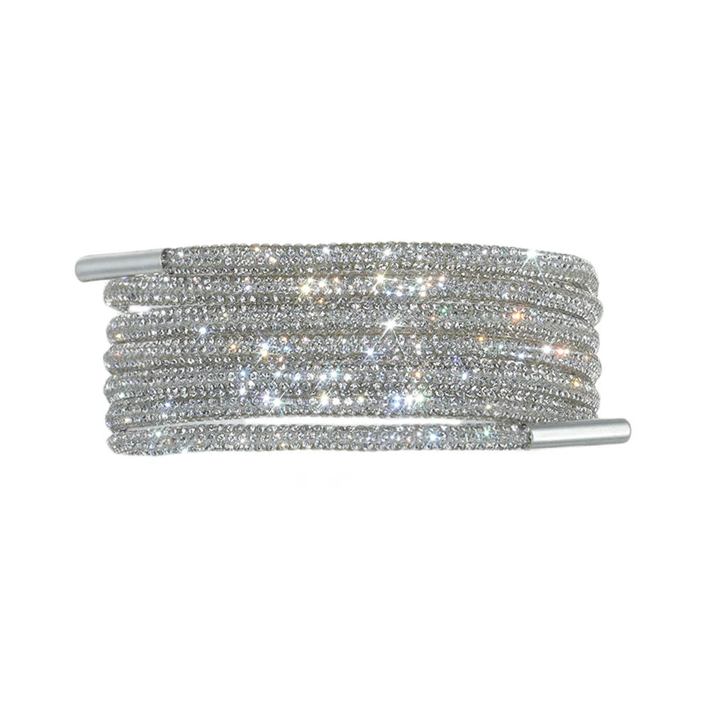 1Pc Fashion Rhinestone ShoeLaces Luxury Diamond Shoe Laces Drawstring Bright Strings Cross Braiding Strap Sneakers Accessories