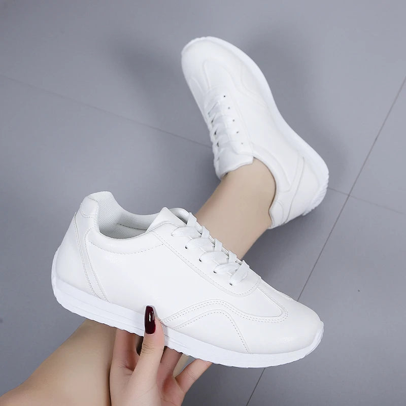 White Leather Sneakers Sports Vulcanized Shoes Comfortable Spring Sneakers Casual Shoes Fashion School Tennis