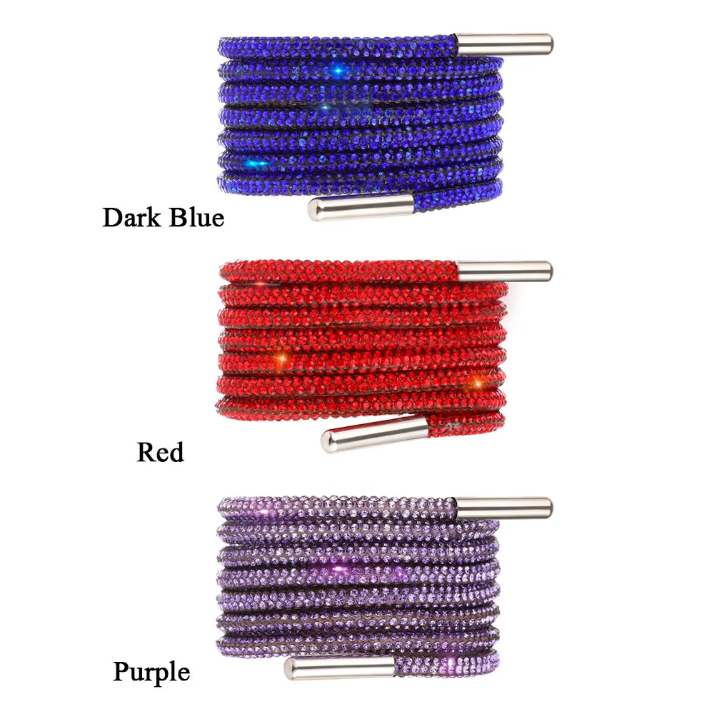 1Pc Fashion Rhinestone ShoeLaces Luxury Diamond Shoe Laces Drawstring Bright Strings Cross Braiding Strap Sneakers Accessories