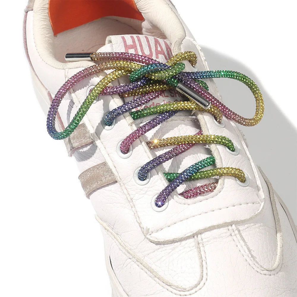1Pc Fashion Rhinestone ShoeLaces Luxury Diamond Shoe Laces Drawstring Bright Strings Cross Braiding Strap Sneakers Accessories