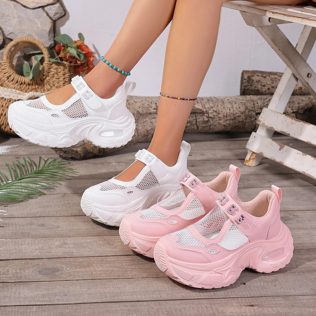 Women Sneakers High Quality Summer Breathable Platform Casual Sneakers Women Height Increased Thick Sole Vulcanized Shoes Women
