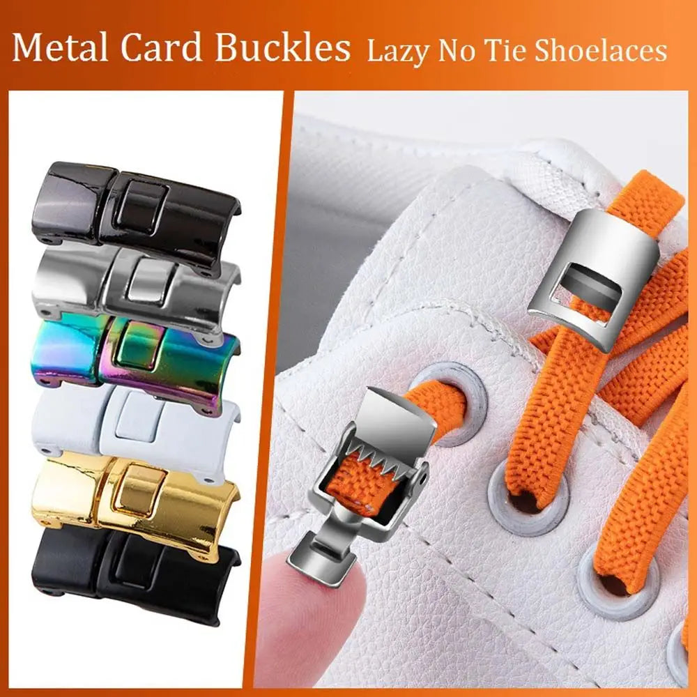 DIY Creative Shoes Accessories No Tie Shoelaces Safety Sneakers Strings Snap Shoelaces Metal Lock Laces Clasp Lazy Laces Buckle