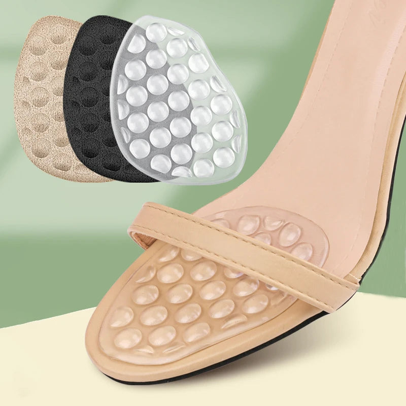 Insoles Ladies High Heel Shoe Insole Female Half Pad Reduces Friction Pain Silicone Forefoot Pad Anti-skid Foot Care Pads