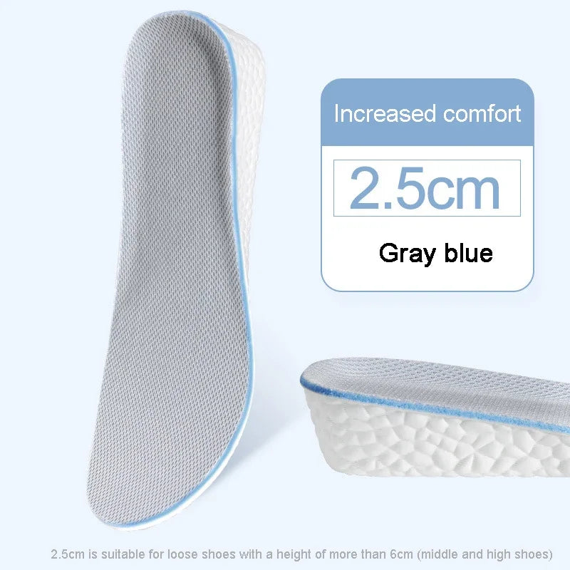 Height Increase Shoe Insole Men Women Sports Running Shock Absorbing Inserts Comfortable Soft Foot Care Pads Breathable Cushion