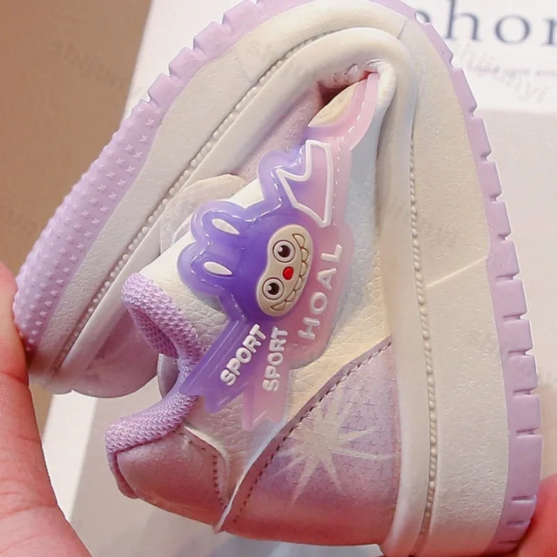 New Children's Sneakers 2025 Spring  Autumn Comfortable Breathable Girls' Sports Shoes Cute Cartoon Non-slip Skateboarding Shoes