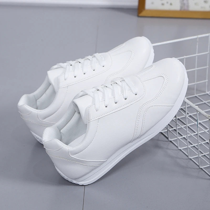 White Leather Sneakers Sports Vulcanized Shoes Comfortable Spring Sneakers Casual Shoes Fashion School Tennis