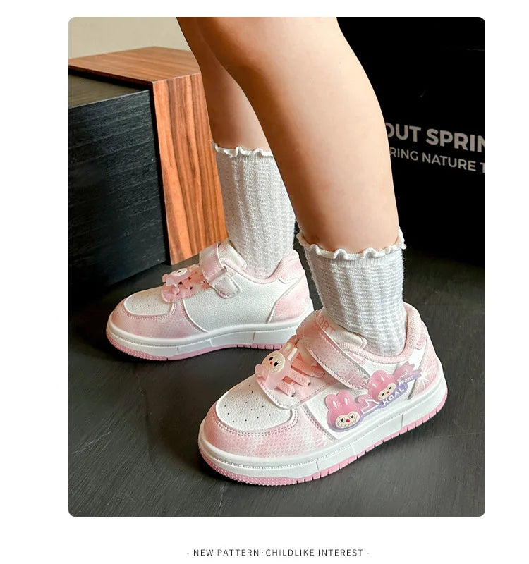 New Children's Sneakers 2025 Spring  Autumn Comfortable Breathable Girls' Sports Shoes Cute Cartoon Non-slip Skateboarding Shoes