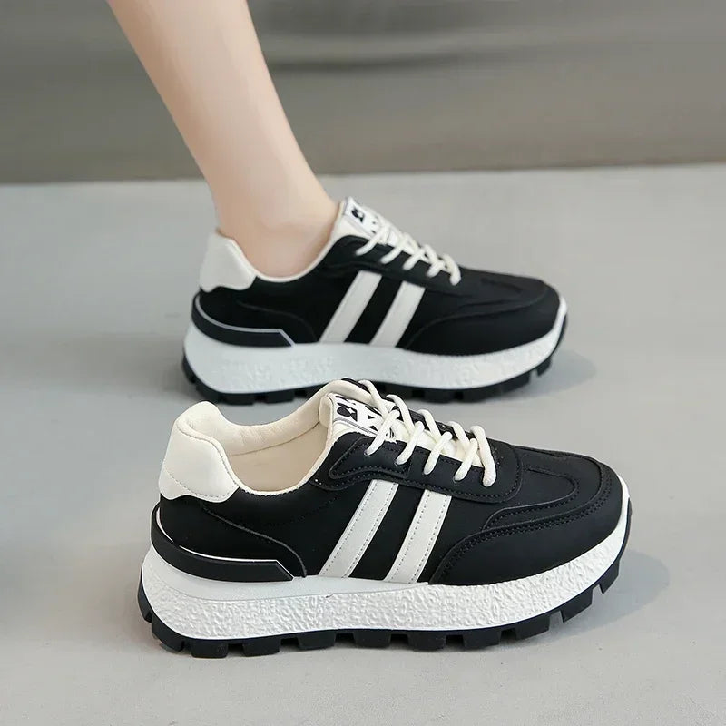 Sneakers Shoes Women 2024 Autumn New Vintage Versatile Casual Lightweight Thick Sole Dad's Shoes Platform Shoes