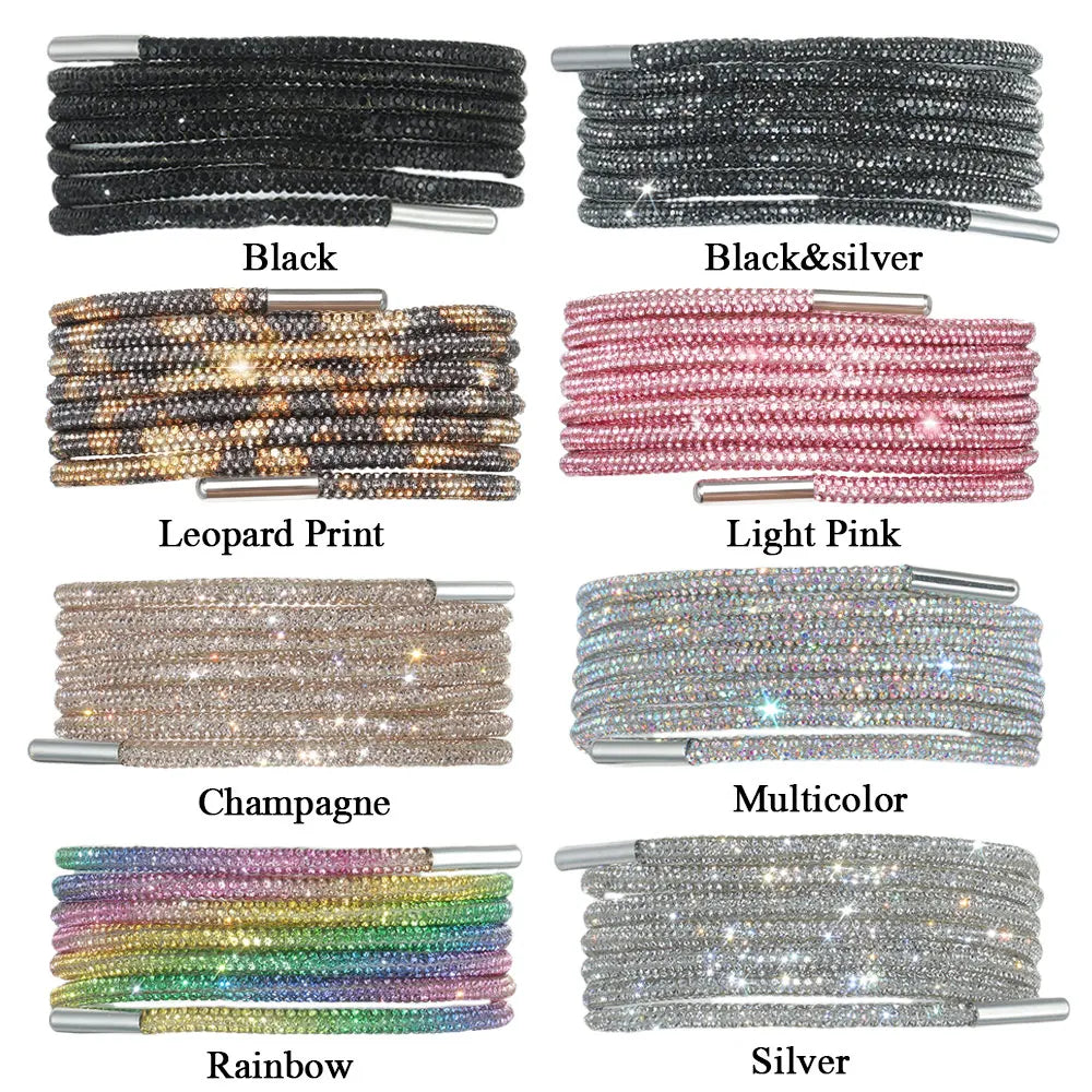 1Pc Fashion Rhinestone ShoeLaces Luxury Diamond Shoe Laces Drawstring Bright Strings Cross Braiding Strap Sneakers Accessories
