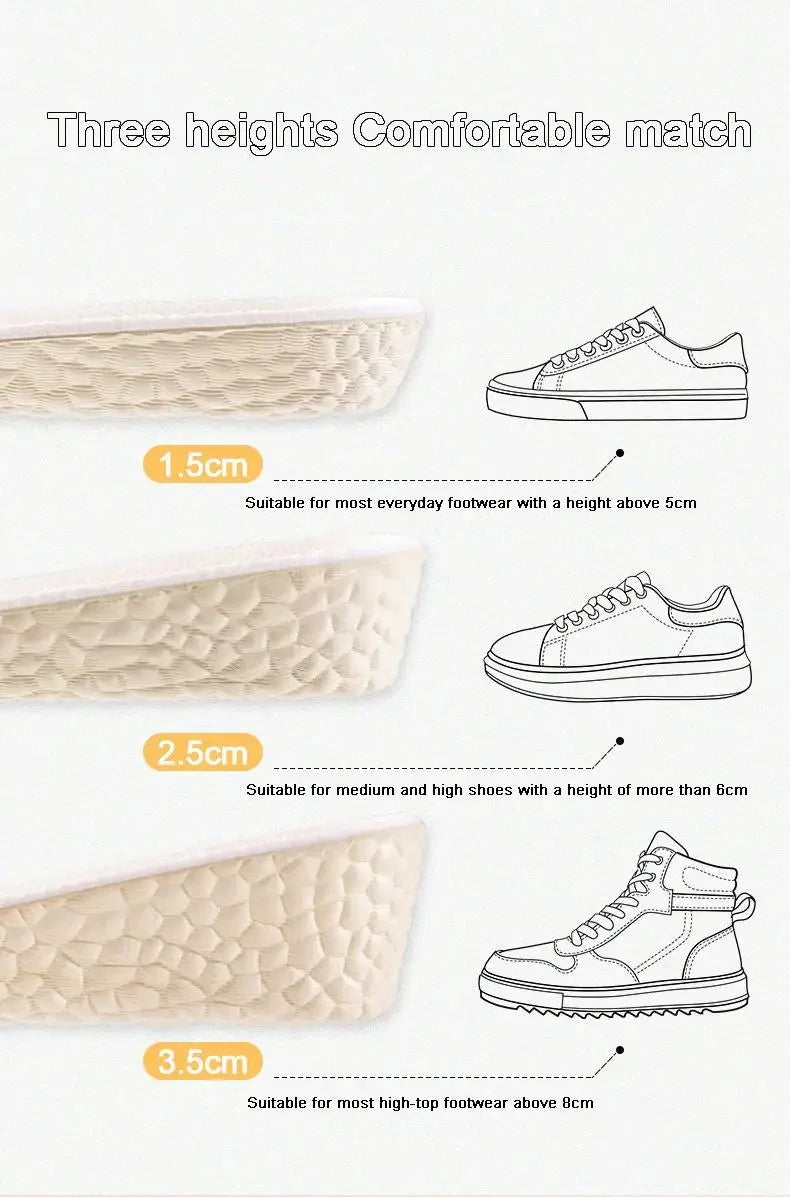 Height Increase Shoe Insole Men Women Sports Running Shock Absorbing Inserts Comfortable Soft Foot Care Pads Breathable Cushion