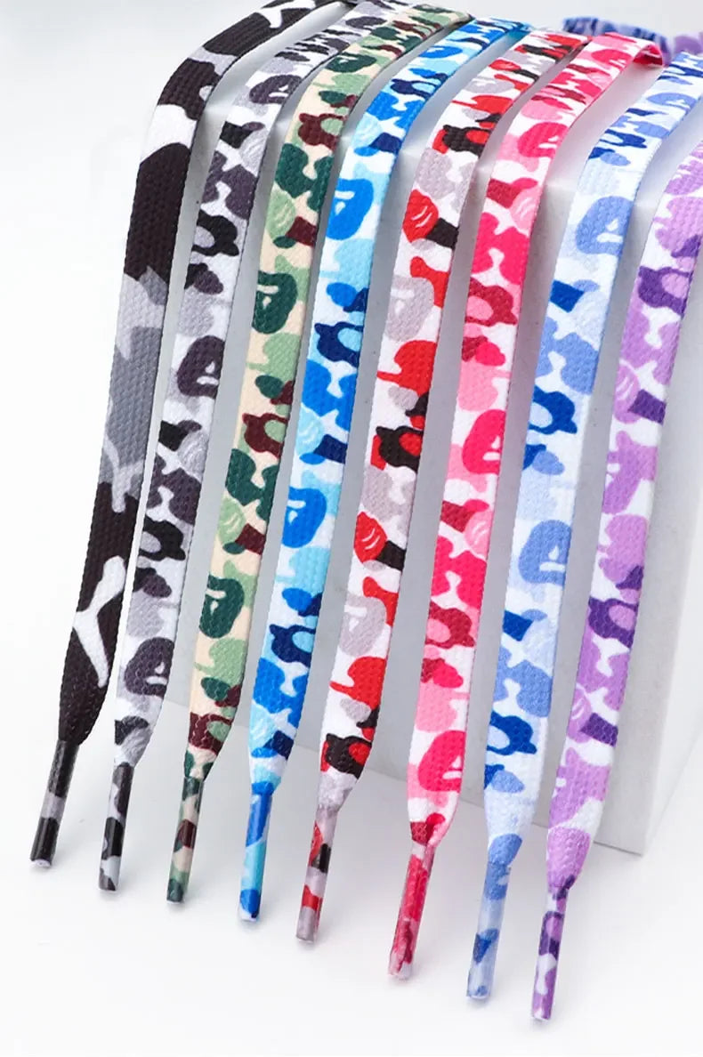Colorful Shoelaces Camouflage Print Flat Shoe Laces For Sneakers AJ1&AF1 Boot Men And Women Leisure Shoestring Accessories