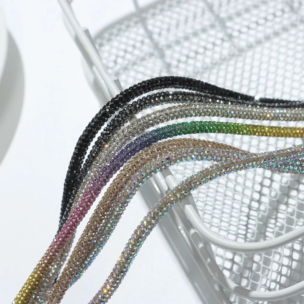 1Pc Fashion Rhinestone ShoeLaces Luxury Diamond Shoe Laces Drawstring Bright Strings Cross Braiding Strap Sneakers Accessories