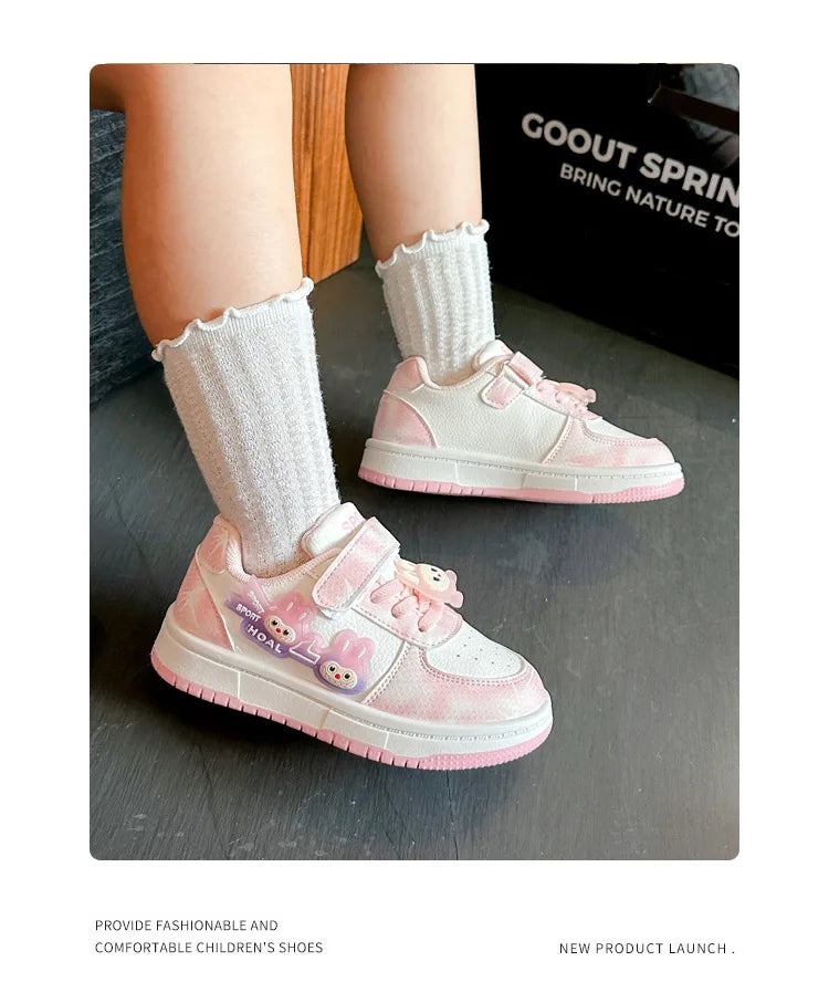 New Children's Sneakers 2025 Spring  Autumn Comfortable Breathable Girls' Sports Shoes Cute Cartoon Non-slip Skateboarding Shoes