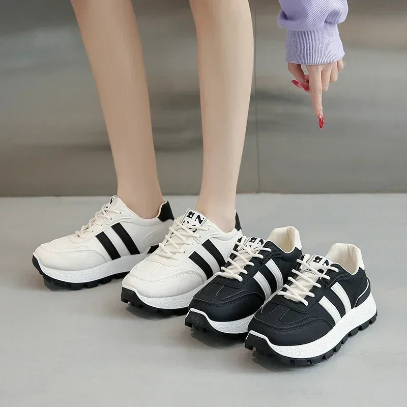 Sneakers Shoes Women 2024 Autumn New Vintage Versatile Casual Lightweight Thick Sole Dad's Shoes Platform Shoes