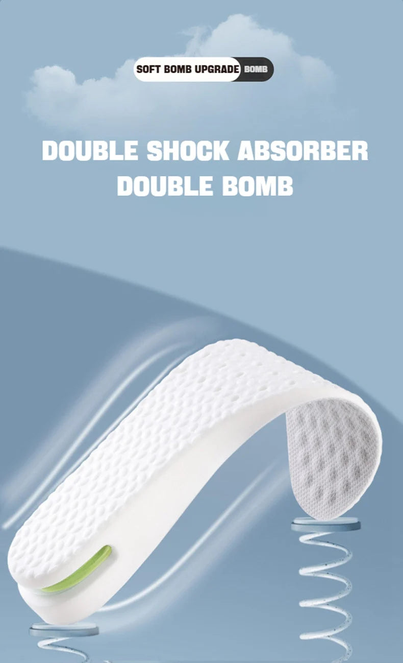 Height Increase Insole for Feet Comfort Plantar Fasciitis Shoes Insoles Men Women Sports Air Shock Absorbing Shoe Pads 1/2Pair