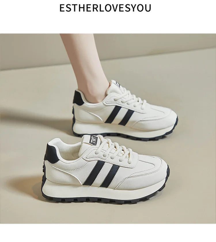 Women's Sneakers Luxury Leather Casual Shoes New Tennis Training Shoes for Women Platform Heighten Vulcanize Shoes Zapatos Mujer