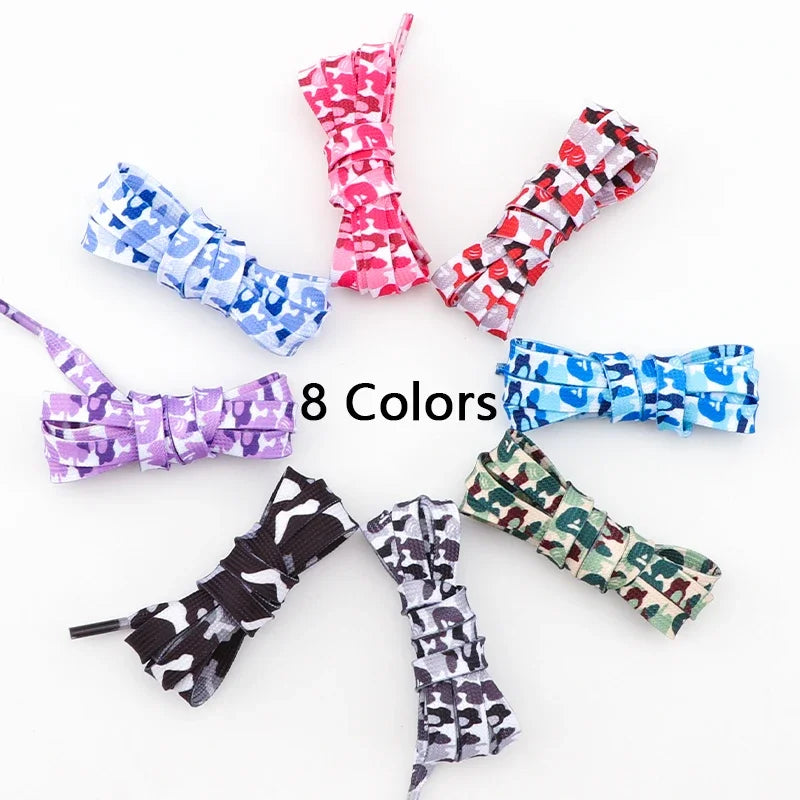 Colorful Shoelaces Camouflage Print Flat Shoe Laces For Sneakers AJ1&AF1 Boot Men And Women Leisure Shoestring Accessories