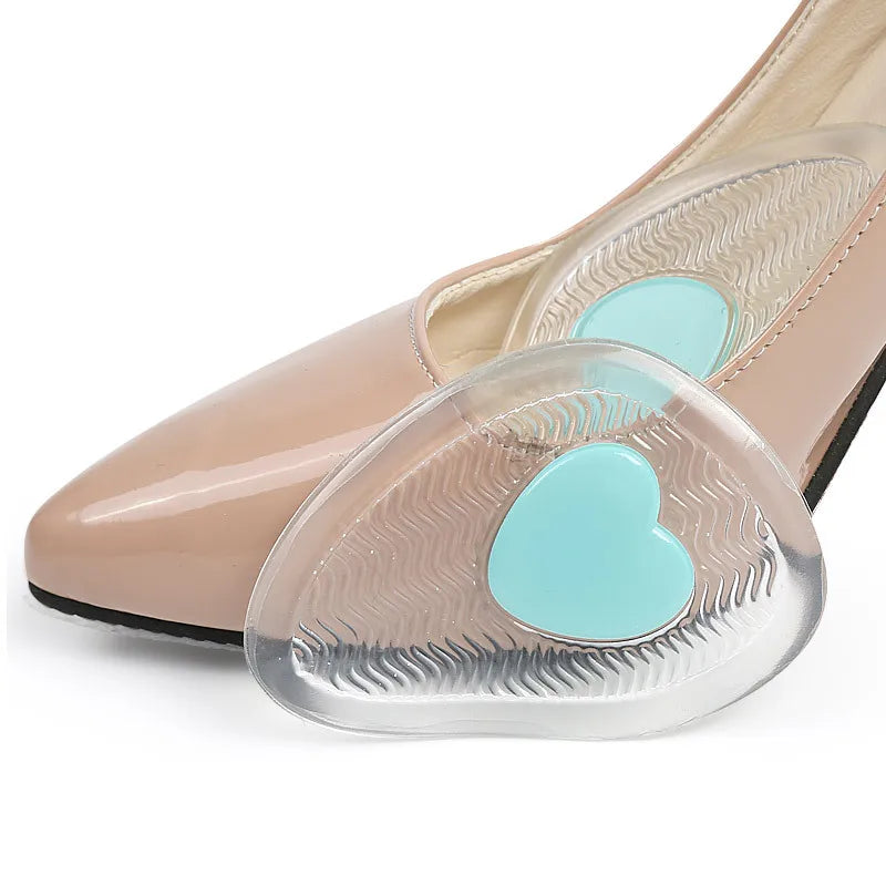 Insoles Ladies High Heel Shoe Insole Female Half Pad Reduces Friction Pain Silicone Forefoot Pad Anti-skid Foot Care Pads