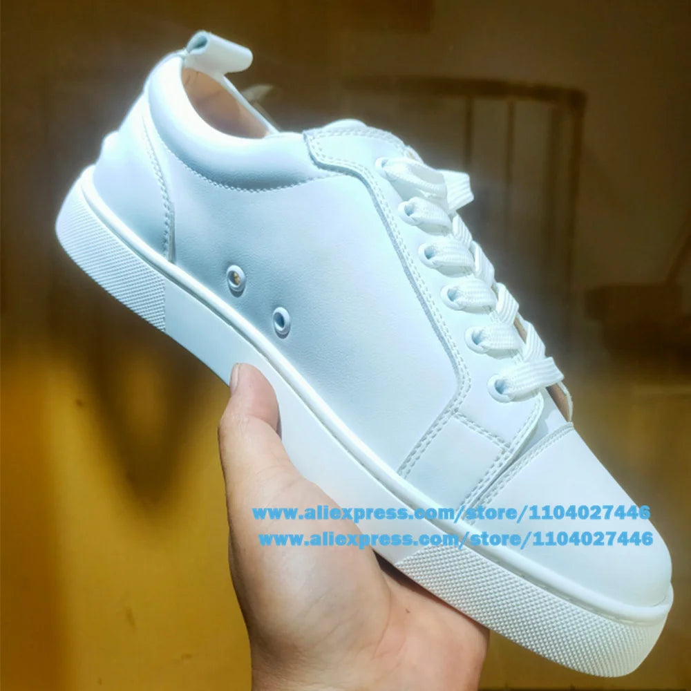 White/black Low-Top Sneakers Casual Shoes for Men Lace-Up Platform Board Shoes Designer Style Trendy Luxury Handmade Men's Shoes