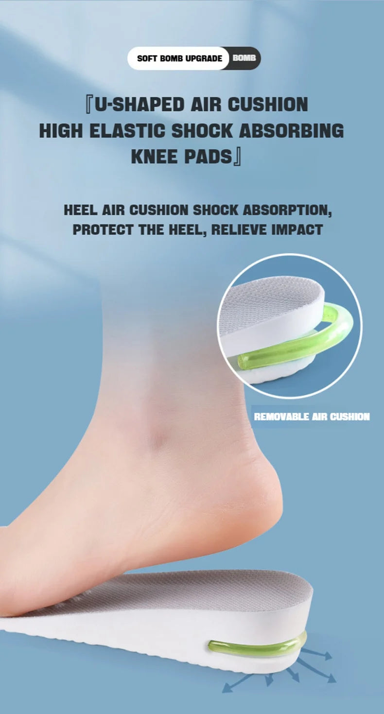 Height Increase Insole for Feet Comfort Plantar Fasciitis Shoes Insoles Men Women Sports Air Shock Absorbing Shoe Pads 1/2Pair