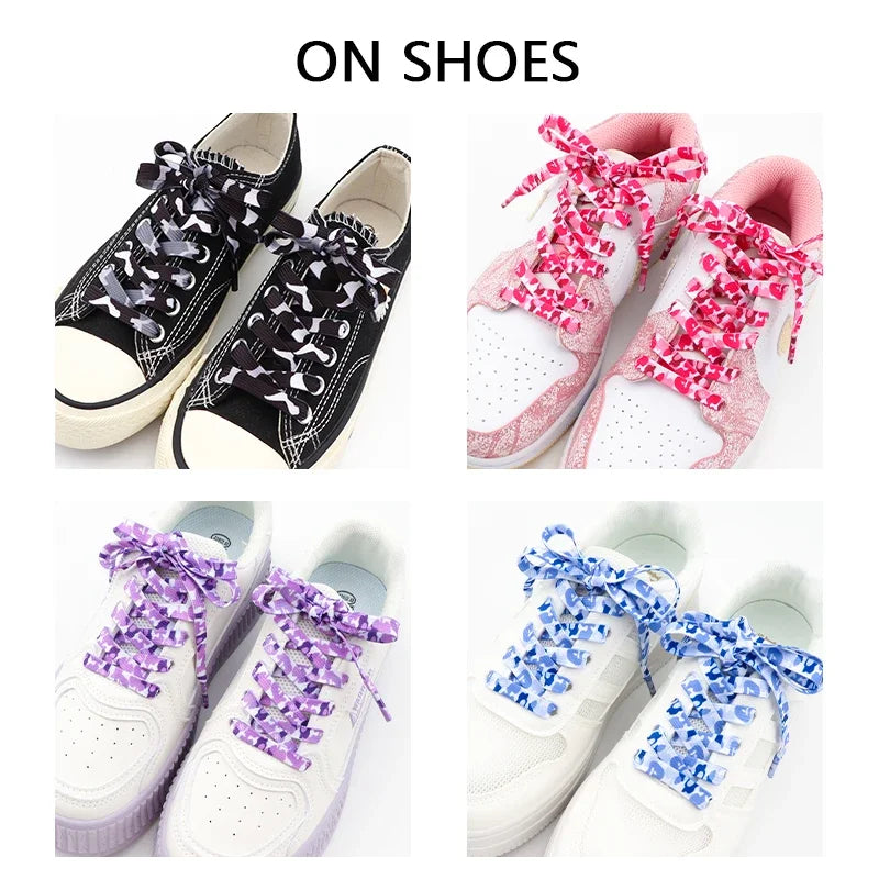 Colorful Shoelaces Camouflage Print Flat Shoe Laces For Sneakers AJ1&AF1 Boot Men And Women Leisure Shoestring Accessories