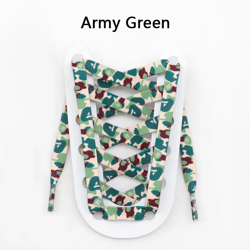 Colorful Shoelaces Camouflage Print Flat Shoe Laces For Sneakers AJ1&AF1 Boot Men And Women Leisure Shoestring Accessories