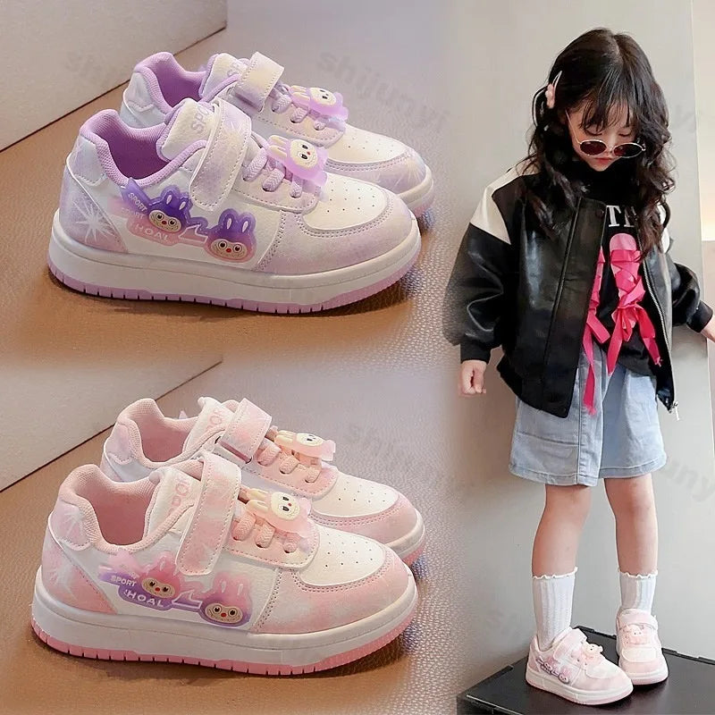 New Children's Sneakers 2025 Spring  Autumn Comfortable Breathable Girls' Sports Shoes Cute Cartoon Non-slip Skateboarding Shoes