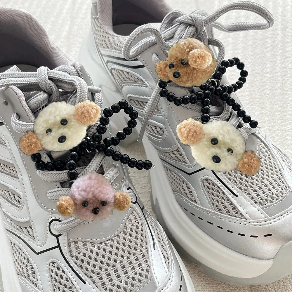 Woman Kids Sneakers Decorations Plush Dog Shoe Charms Versatile Shoe Lace Buckle Cartoon Shoe Clips DIY Sneakers Accessories
