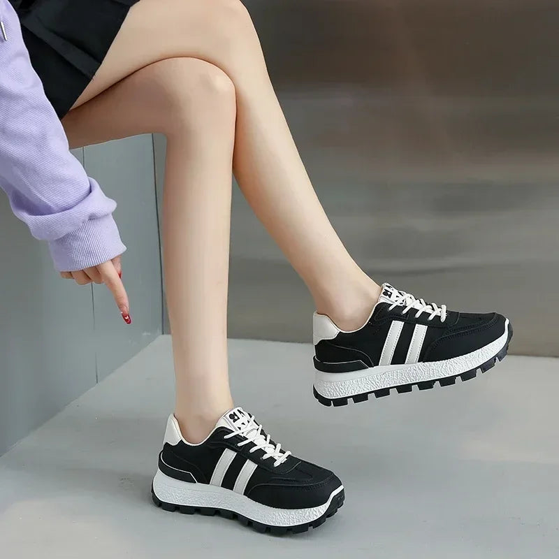 Sneakers Shoes Women 2024 Autumn New Vintage Versatile Casual Lightweight Thick Sole Dad's Shoes Platform Shoes