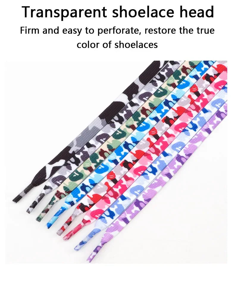 Colorful Shoelaces Camouflage Print Flat Shoe Laces For Sneakers AJ1&AF1 Boot Men And Women Leisure Shoestring Accessories