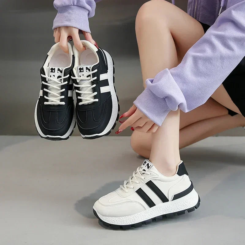 Sneakers Shoes Women 2024 Autumn New Vintage Versatile Casual Lightweight Thick Sole Dad's Shoes Platform Shoes