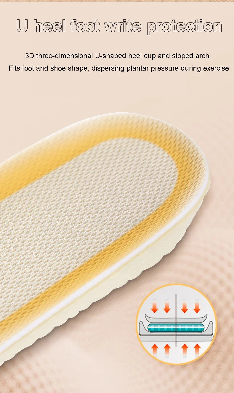 Height Increase Shoe Insole Men Women Sports Running Shock Absorbing Inserts Comfortable Soft Foot Care Pads Breathable Cushion