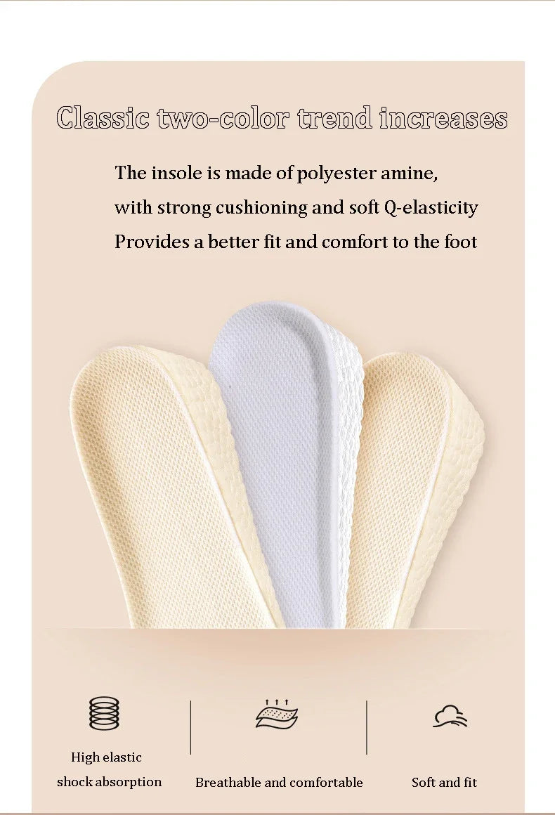 Height Increase Shoe Insole Men Women Sports Running Shock Absorbing Inserts Comfortable Soft Foot Care Pads Breathable Cushion